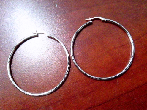 4198: One pair 925 sterling silver hoop earrings