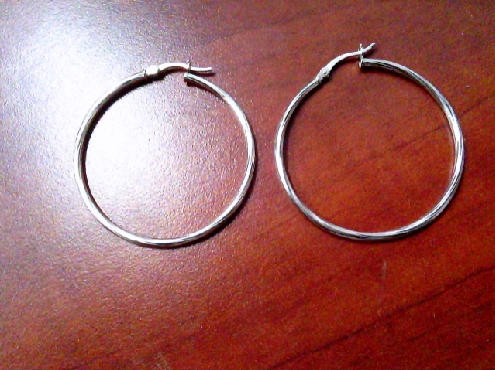 4199: ONE PAIR 925 STERLING SILVER HOOP EARRINGS TEXTURED TWIST 