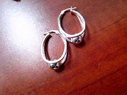 4200: ONE PAIR 925 STERLING SILVER HOOP STYLE EARRING WITH BALL