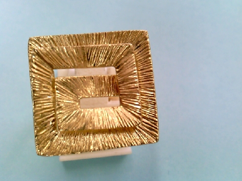 53213: One ladies 14k yellow gold square textured ring