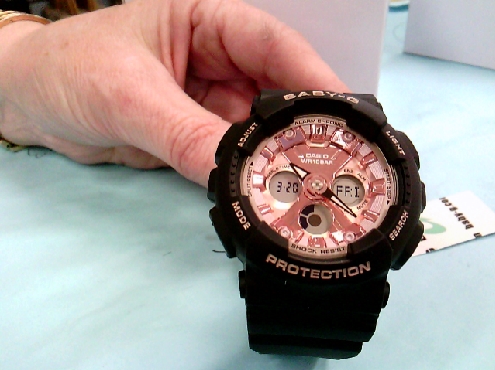 CASIO05: Baby G shock Casio brand watch black with rose gold dial 