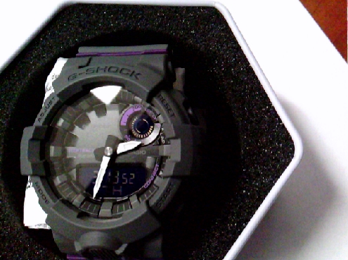 CASIO24: Casio G Shock brand gray /purple sport watch