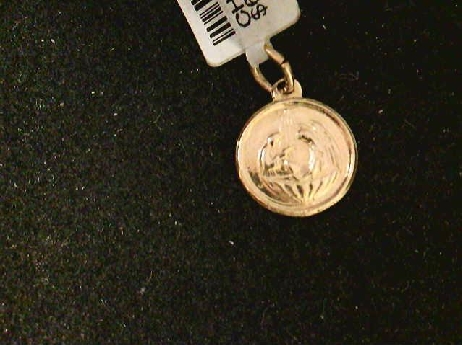 CHAR01: One baby 10k yellow gold small round Baptismal charm 