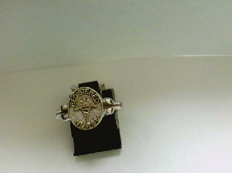 GRW0002: Ladies 10k white gold Custom made Registered Nurse ring