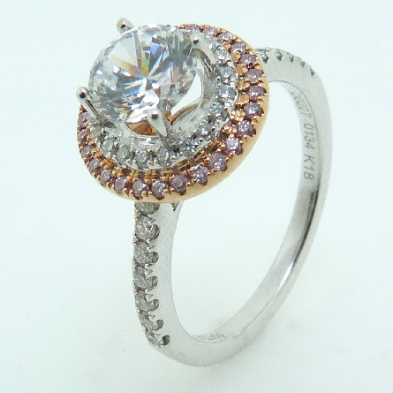 18K white and rose gold engagement ring by - Natalie K - Center set with 0.50ct CZ - Accented with 0.23caratt SI1; H-I - 0.13carat pink diamonds