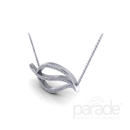 Diamond Leaf pendant by Parade - 14K white gold - 18 chain - -Pave set with 49 round brilliant cut diamonds totalling 0.13carats Si1-VS2; G-H.