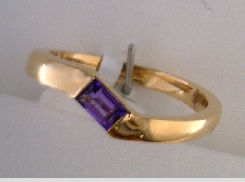 14 Karat Rose Gold Amethyst Slanted Ring 5x3mm