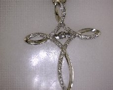 Sterling Silver 0.18ctw Dancing Diamond Cross Pendant 