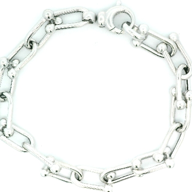 Gallery Gemma Designer Collection Silver Jax Link Bead Bracelet R...