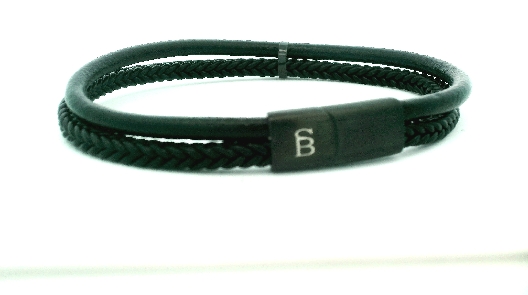 Steel & Barnett  Denby Leather Bracelet - Black/Black  Sophisticati...
