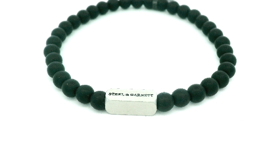 Steel & Barnett  Natural Ned Bracelet - Matt Black Onyx  Sophistica...