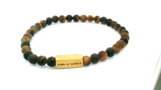 Steel & Barnett Natural Ned Bracelet -Matte Tiger Eye Sophisticat...