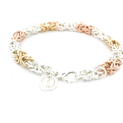 Gallery Gemma Chain Maille Collection Tri-Tone Byzantine Bracelet ...