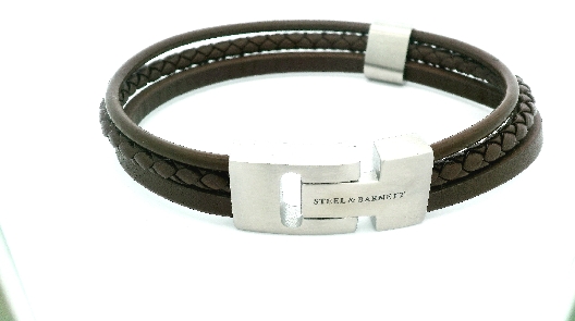 Steel & Barnett  Casual Cole Bracelet - Brown Leather  Sophisticati...
