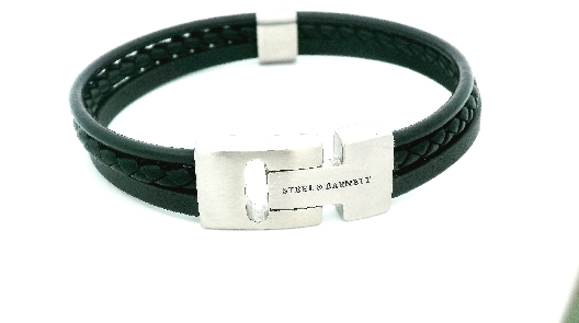 Steel & Barnett  Casual Cole Bracelet - Black Leather  Sophisticati...