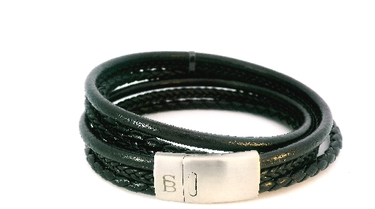 Steel & Barnett  Bonacci Bracelet - Black Leather  Sophistication M...
