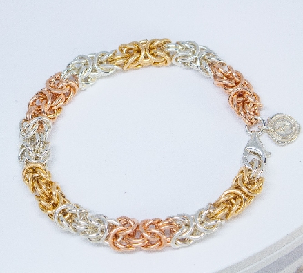 Gallery Gemma Chain Maille Collection  Tri-Tone Byzantine Bracelet ...