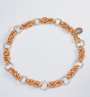 Gallery Gemma Chain Maille Collection  Rose Gold and Silver Micro B...