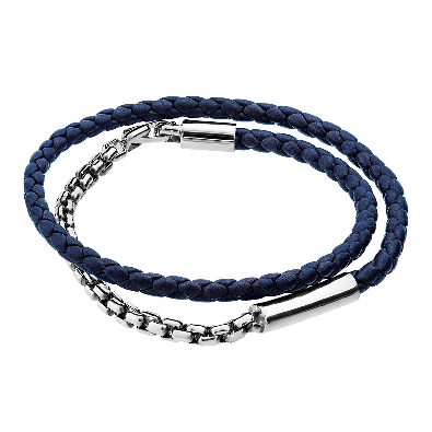 TANE; Mexico 1942  Comet Blue Leather and Silver Bracelet  From TAN...