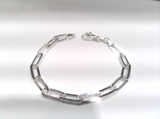 Gallery Gemma  7.5   Large Flat Link Silver Paper Clip Chain Bracel...