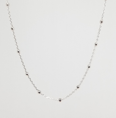 Gallery Gemma  16 Inch Silver Beaded Station Chain  925 Sterling Si...