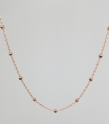 Gallery Gemma  18 Inch Rose Gold Beaded Station Chain  925 Sterling...