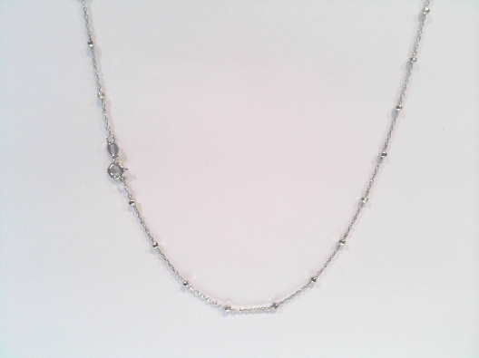 Gallery Gemma  20 Inch Silver Beaded Station Chain  925 Sterling Si...