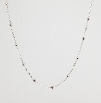 Gallery Gemma  22 Inch Silver Beaded Station Chain  925 Sterling Si...