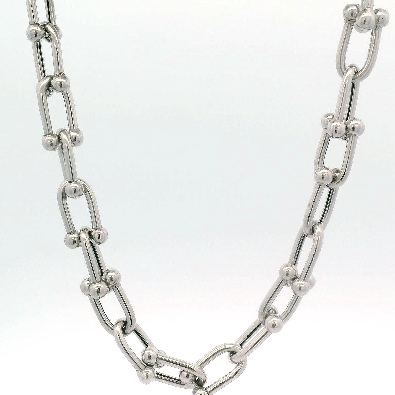 Gallery Gemma Designer Collection  Silver Jax Link Bead Necklace  R...