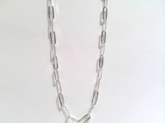 Gemma Silver Collection  24 Inch Large Silver Flat Paperclip Chain ...