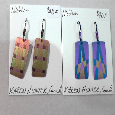 Karen Hunter: Designer  Niobium Rectangle Quilt Earrings  Handcraft...