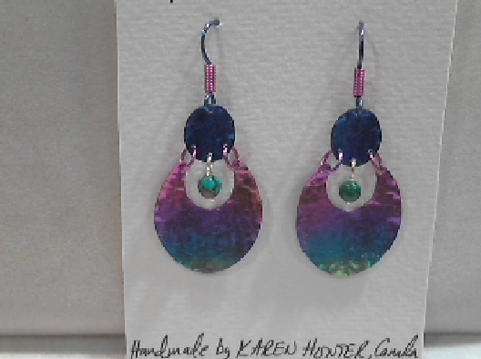 Karen Hunter: Designer  Niobium Round Moon with Bead Earrings  Hand...