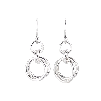 Gallery Gemma Chain Maille Collection  Silver Double Ring Dangle Ea...