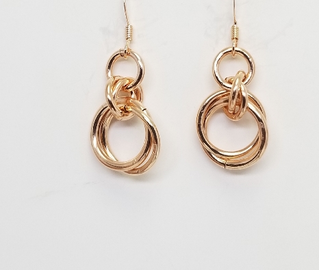 Gallery Gemma Chain Maille Collection  Rose Gold Double Ring Dangle...