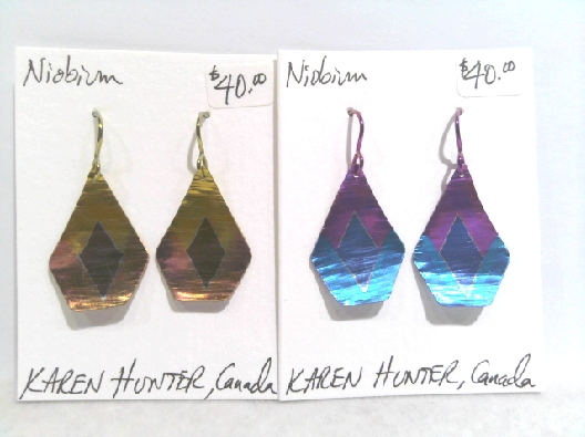 Karen Hunter: Designer  Niobium Textured Pentagon Earrings  Handcra...