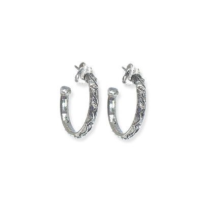 Artist: Anne-Marie Warburton  Sterling Silver Twig & Branch Hoop Ea...