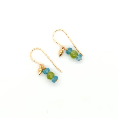 Anne-Marie Warburton  Peridot & Blue Zircon Bead Dangle Earrings  H...