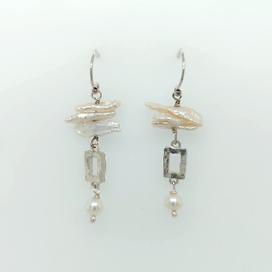 Providence Collection  Petite Rectangle Stick Stack Pearl Earrings ...
