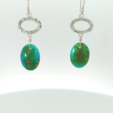 Providence Collection  Oval Sonora Turquoise Drop Earrings  Sterlin...
