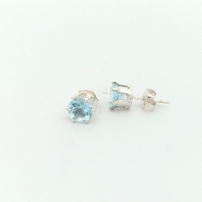Gallery Gemma Gemstones  6mm Blue Aquamarine Stud Earrings  Featuri...
