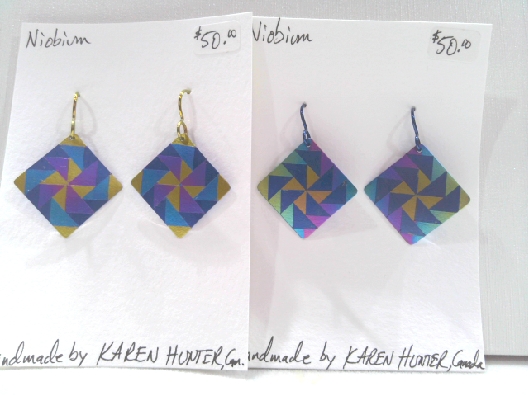 Karen Hunter: Designer  Niobium Square Quilt Earrings  Handcrafted ...