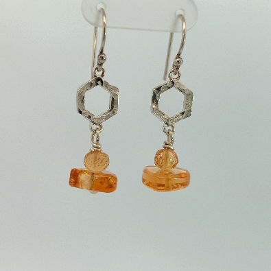 Providence Collection  Hexagon Earrings with citrine gemstones  Ste...