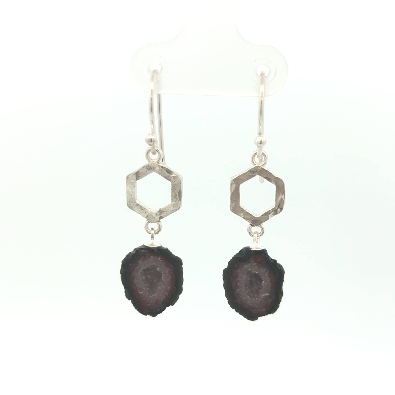 Providence Collection  Petite Hexagon Geode Gemstone Earrings  Ster...