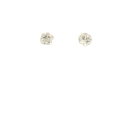 Gallery Gemma  4mm White Topaz Stud Earrings   Genuine 4mm round wh...