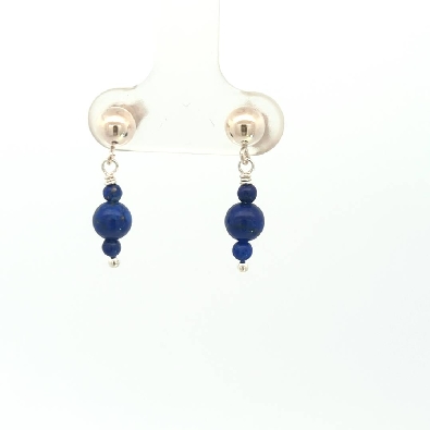 Gallery Gemma  Silver and Lapis Bead Earrings  Delicate sterling si...