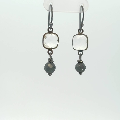 Anne-Marie Warburton  Quartz and Hematite Dangle Earrings  Handcraf...