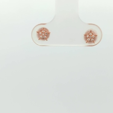 14k rose gold earrings stars pave set with diamonds .05 ctw  post a...