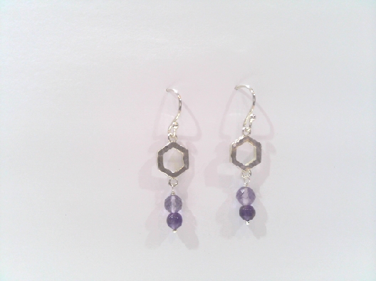 Providence Collection  Mini Hexagon Amethyst Bead Earrings  Dangle ...