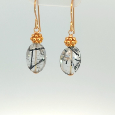 Gallery Gemma Originals  Tourmilated quartz earrings; with gold ver...