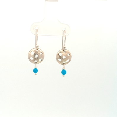 Gallery Gemma  Mini Silver Disc and Turquoise Dangle Earrings  Ster...